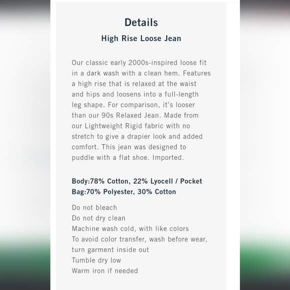 Abercrombie & Fitch High Rise Loose Fit Dark Wash Jeans - Picture 8 of 8